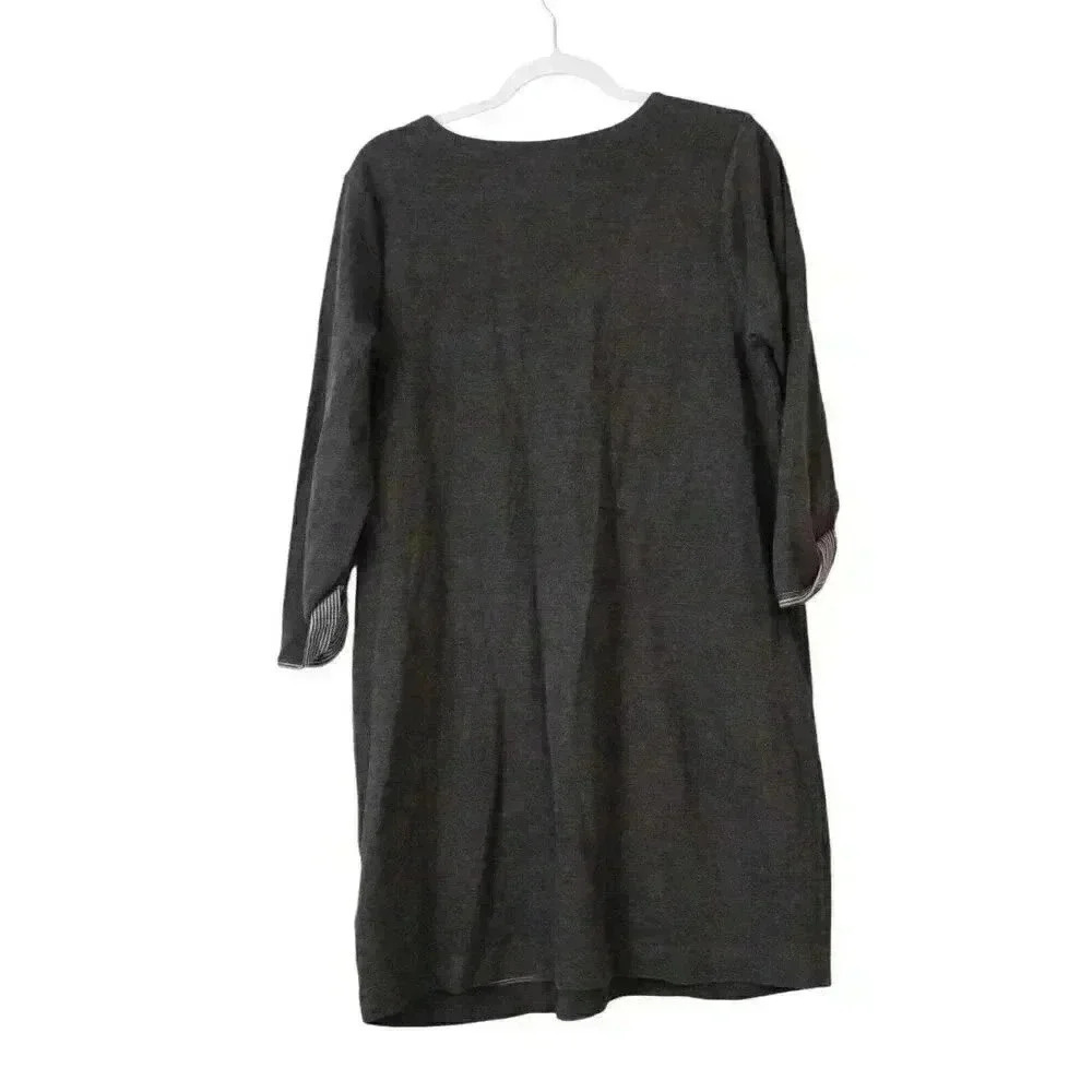 J Jill Sweater Dress Size Large Petite Gray 3/4 Sleeve Cotton Stretch Casual - Picture 8 of 12